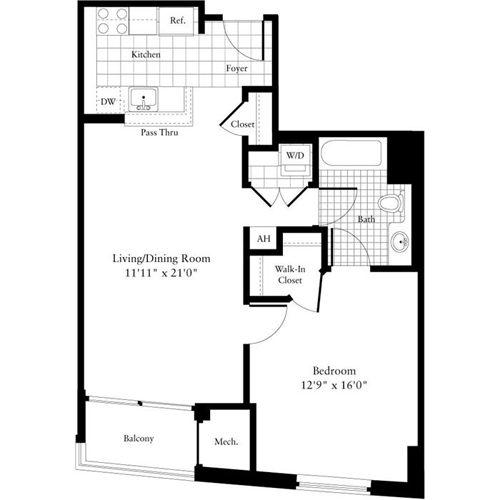 1 bed, 1 bath, 669 sqft, $2,680, Unit 1512