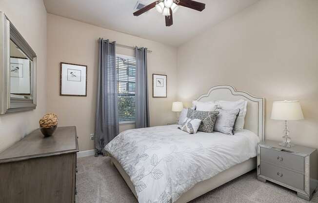 Lighted ceiling fans in master bedrooms - Monterra Las Colinas Apartments