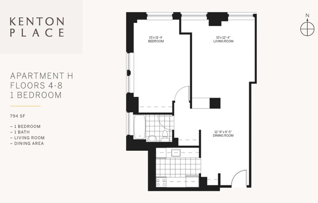1 bed, 1 bath, 794 sqft, $5,900, Unit 7H
