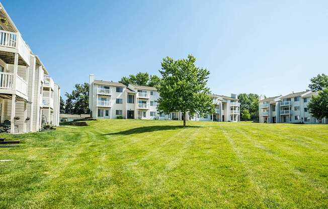 the preserve at ballantyne commons yard and apartment buildings