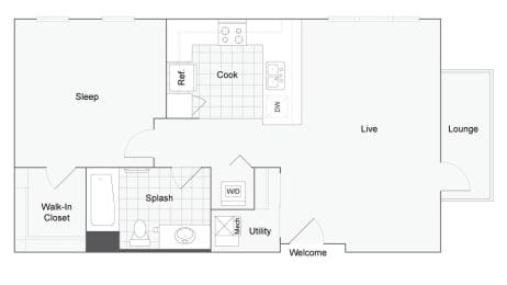 1 bed, 1 bath, 679 sqft, $1,586