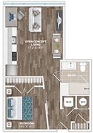 1 bed, 1 bath, 584 sqft, $1,955