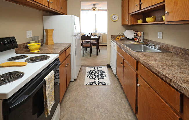 2 Bedroom 1 Bath Model Suite Kitchen at Harbor Crest Apartments in Euclid OH