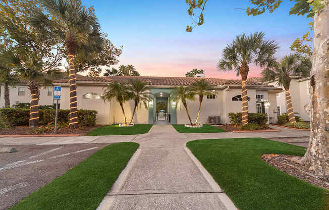 Community Clubhouse and Exterior at Vinings at Hunter's Green Apartments in Tampa, FL.