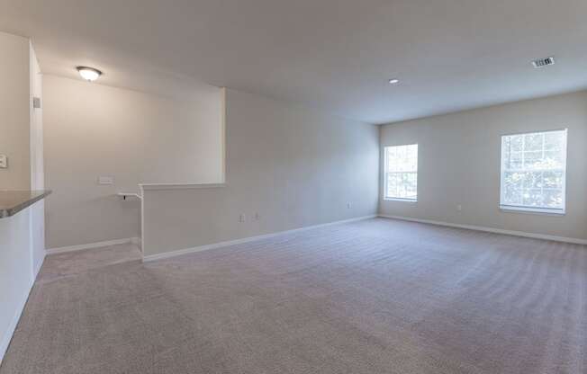 living room with carpeted flooring and windows