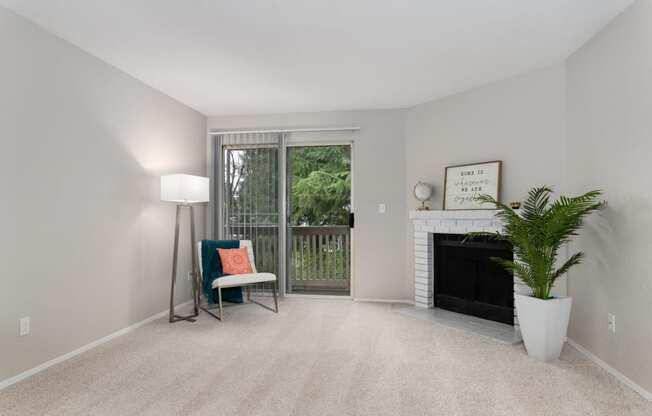 Bayview Apartment Homes Living Room and Backdoor Patio