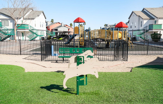 a playground with a dog painted on the ground