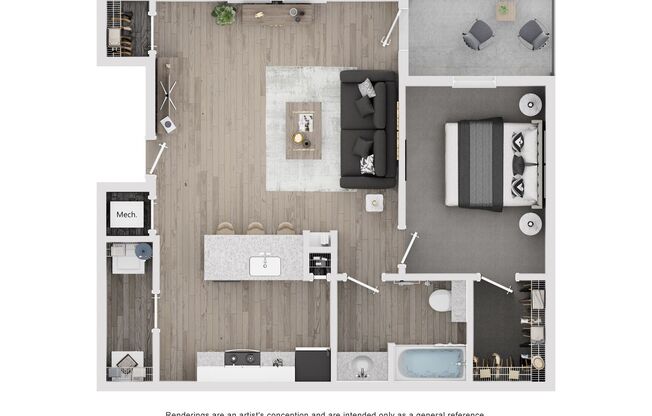 1 bed, 1 bath, 795 sqft, $1,071, Unit B106