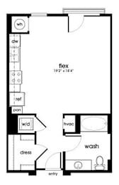 Studio, 1 bath, 597 sqft, $2,580