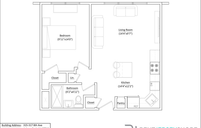 1 bed, 1 bath, 566 sqft, $2,000, Unit 114