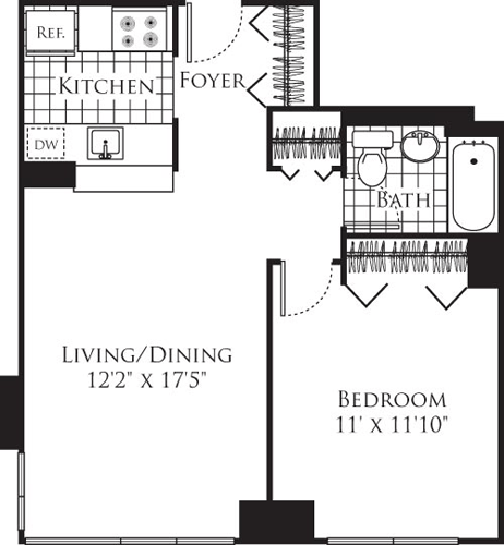 1 bed, 1 bath, 620 sqft, $5,710, Unit 9F