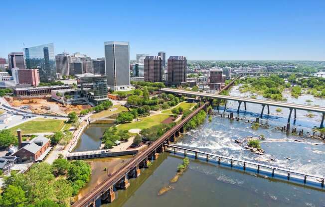 Drone View Of City at Scott's View, Richmond, Virginia