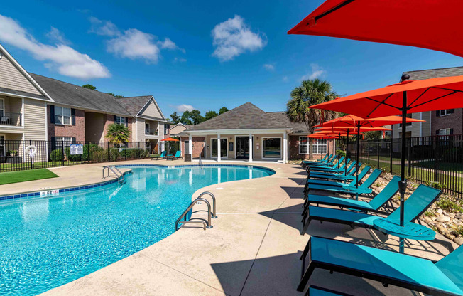 our apartments have a pool and lounge chairs