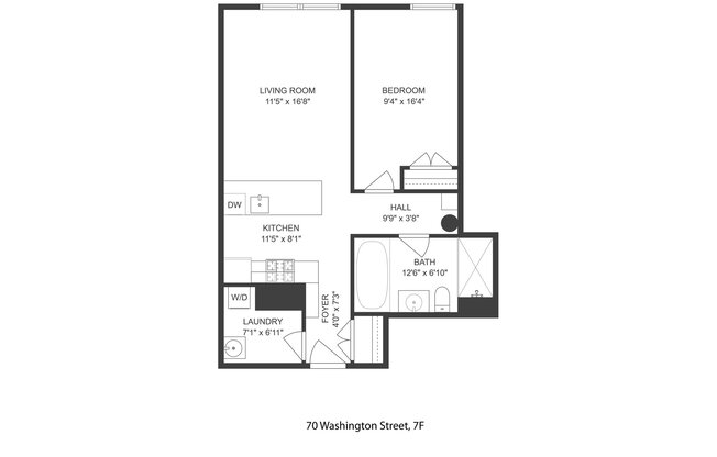 1 bed, 1 bath, 710 sqft, $5,100, Unit 7F