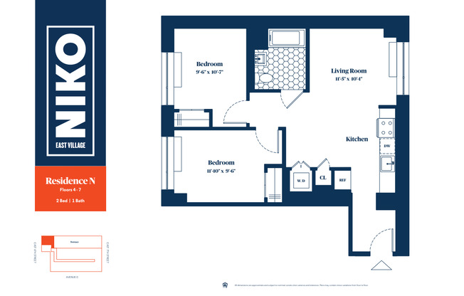 2 beds, 1 bath, 833 sqft, $5,070, Unit 6N