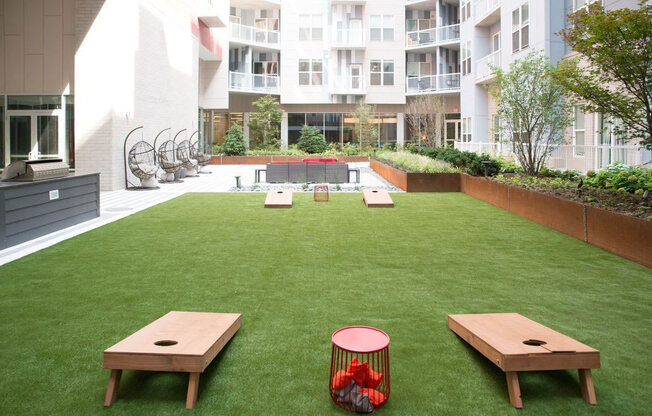 Outdoor Cornhole Game at The Whit Apartments, Indianapolis, 46204