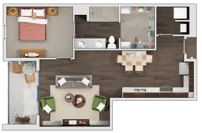 1 bed, 1 bath, 880 sqft, $1,596