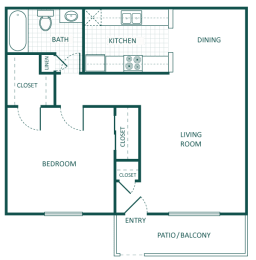 1 bed, 1 bath, 703 sqft, $834