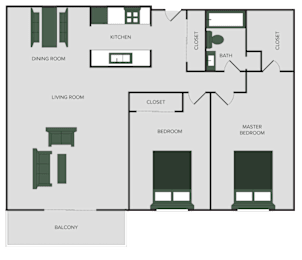 2 beds, 1 bath, 930 sqft, $1,360