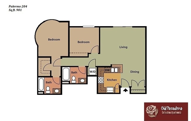 2 beds, 2 baths, 901 sqft, $3,695, Unit 204 P