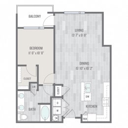 1 bed, 1 bath, 818 sqft, $1,543