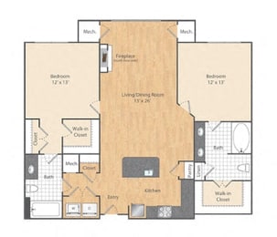 2 beds, 2 baths, 1,221 sqft, $2,626