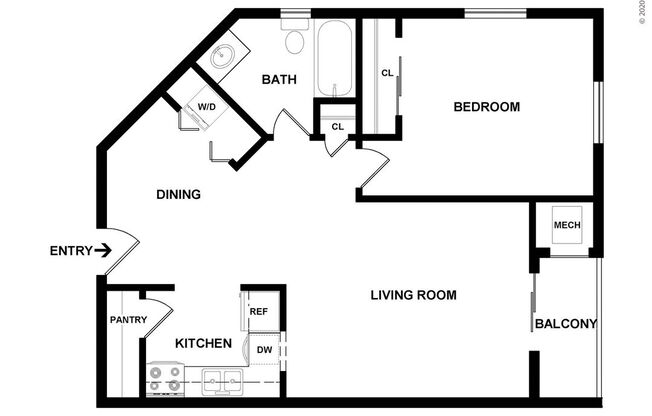 1 bed, 1 bath, 704 sqft, $1,350