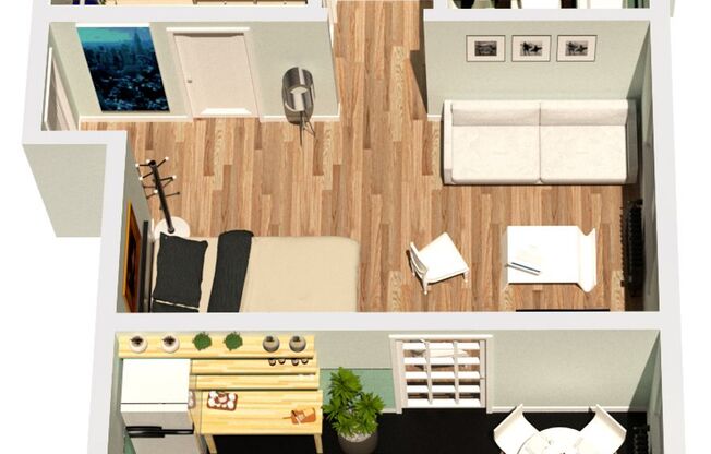 Studio, 1 bath, 500 sqft, $895, Unit 116