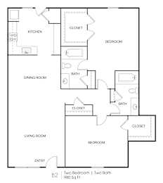 2 beds, 2 baths, 980 sqft, $1,227