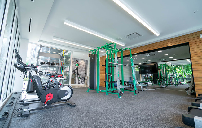 This is an alternate view of the fitness center at Grand Flats, St. Louis, Missouri