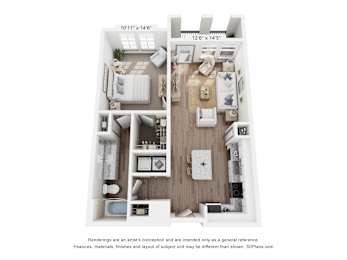 1 bed, 1 bath, 769 sqft, $1,829