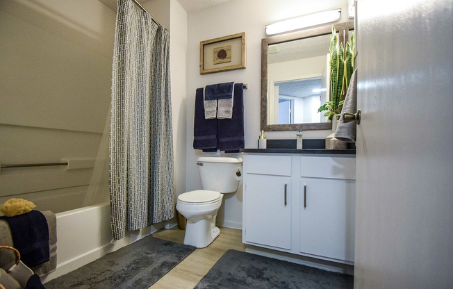 Experience relaxation in this elegantly designed bathroom, perfect for unwinding.