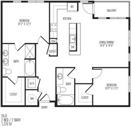 2 beds, 2 baths, 1,270 sqft, $2,482