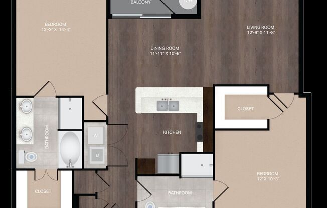 2 beds, 2 baths, 1,184 sqft, $2,546