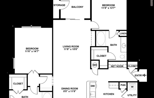 2 beds, 2 baths, 1,488 sqft, $2,352