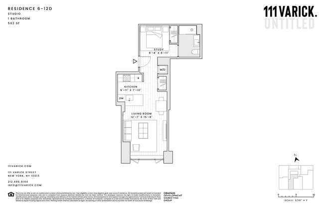 1 bed, 1 bath, 562 sqft, $6,595, Unit 6D
