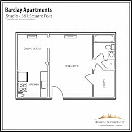 Studio, 1 bath, 440 sqft, $740