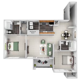 2 beds, 2 baths, 1,207 sqft, $1,972