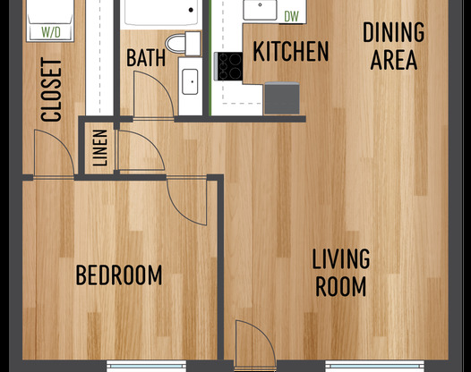 1 bed, 1 bath, 648 sqft, $1,299