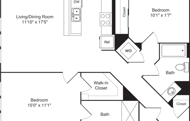 2 beds, 2 baths, 1,121 sqft, $3,870, Unit 302