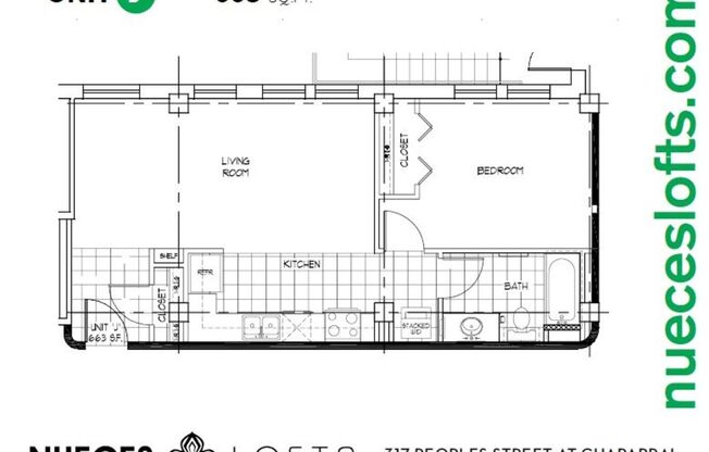 1 bed, 1 bath, 663 sqft, $1,125