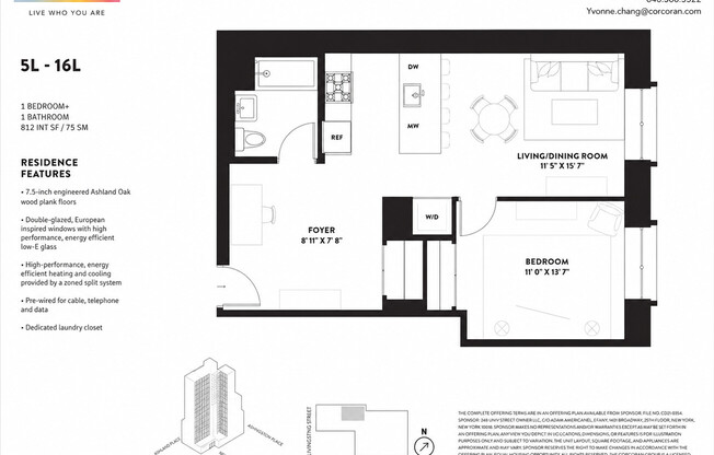 1 bed, 1 bath, 812 sqft, $4,700, Unit 8L