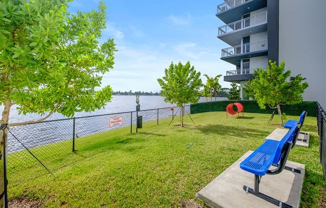 Our four-legged residents also enjoy lake views from the on-site dog park
