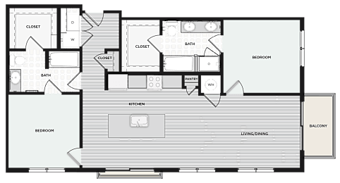 2 beds, 2 baths, 1,232 sqft, $4,240
