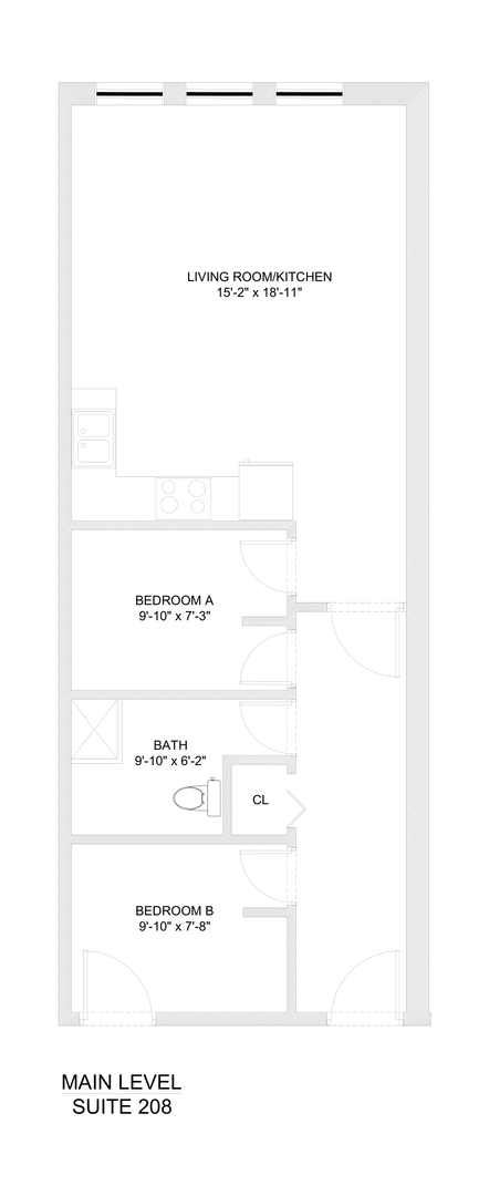 1 bed, 1 bath, 600 sqft, $1,295, Unit 208 BTB - A