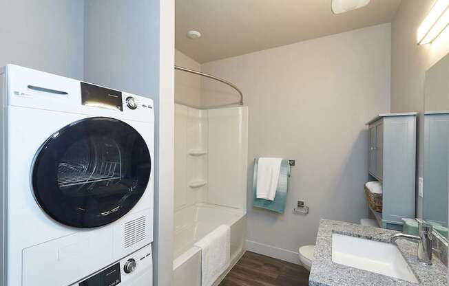 Washer and dryer at Brickside Heights Apartments, Utah