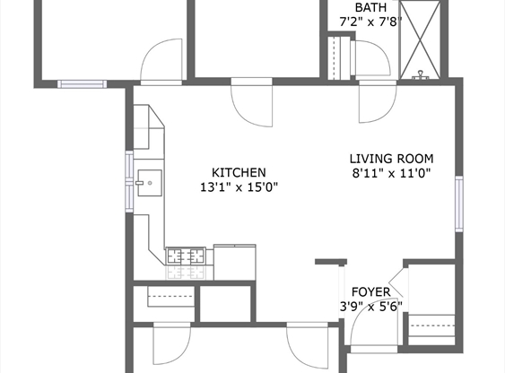 2 beds, 1 bath, 739 sqft, $2,600, Unit 1