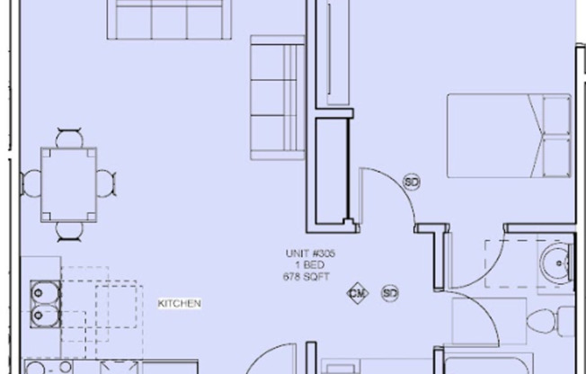 1 bed, 1 bath, 678 sqft, $2,495, Unit 305