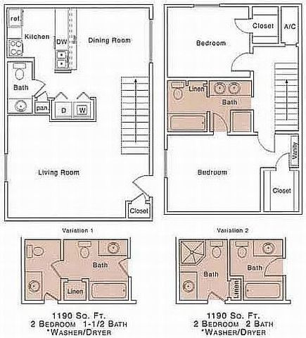 2 beds, 1.5 baths, 1,190 sqft, $1,370