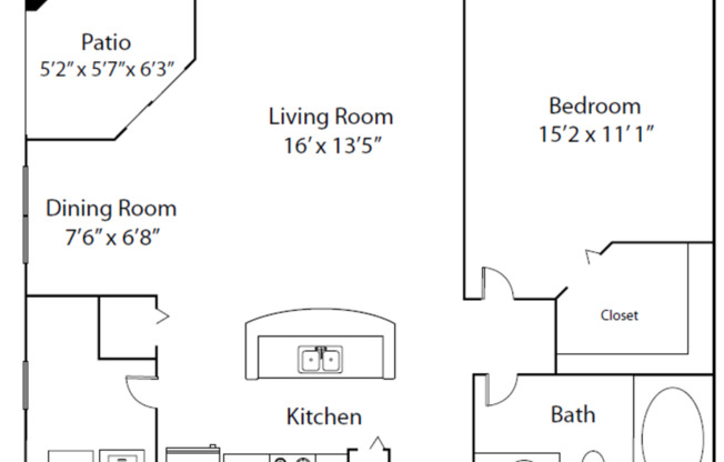 1 bed, 1 bath, 758 sqft, $1,380